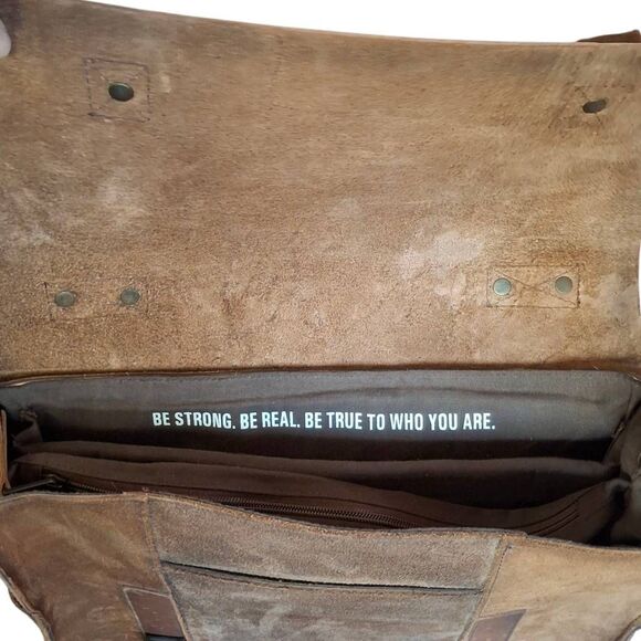 STS Ranchwear Foreman 2 Messenger Bag Brown Leather & Suede Work Tote Briefcase - Picture 8 of 15